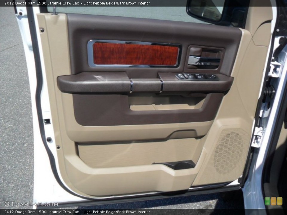 Light Pebble Beige/Bark Brown Interior Door Panel for the 2012 Dodge Ram 1500 Laramie Crew Cab #55395409