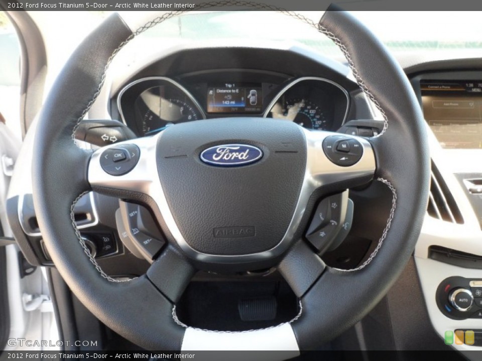 Arctic White Leather Interior Steering Wheel for the 2012 Ford Focus Titanium 5-Door #55399152