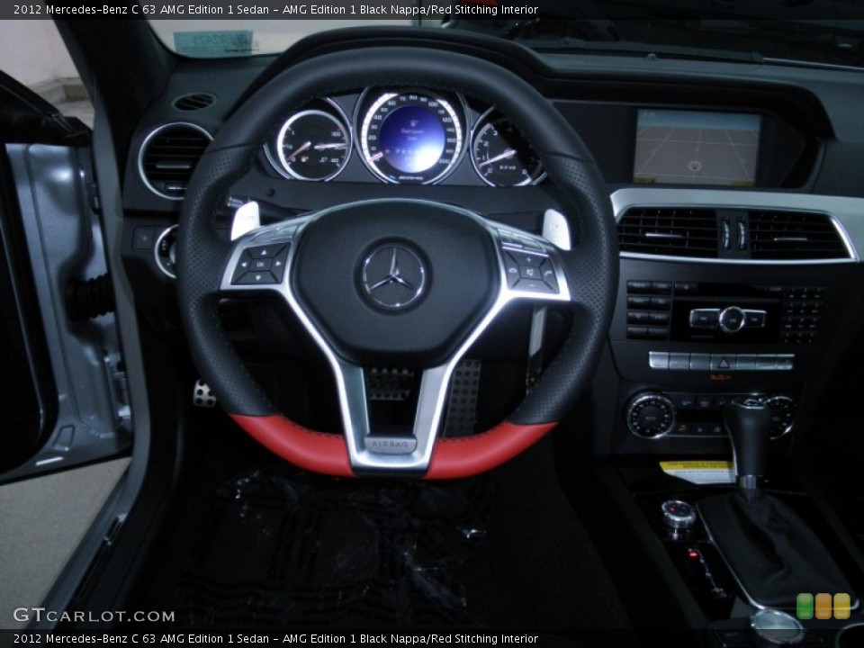 AMG Edition 1 Black Nappa/Red Stitching Interior Steering Wheel for the 2012 Mercedes-Benz C 63 AMG Edition 1 Sedan #55406406