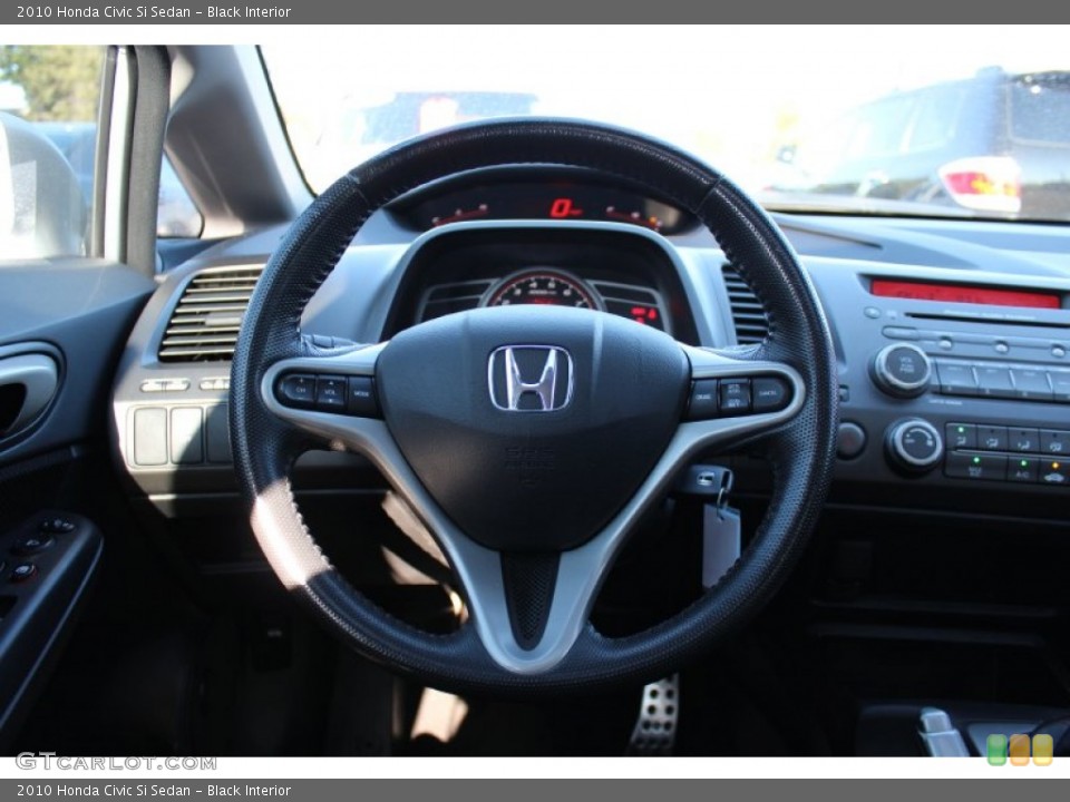 Black Interior Steering Wheel for the 2010 Honda Civic Si Sedan #55413999
