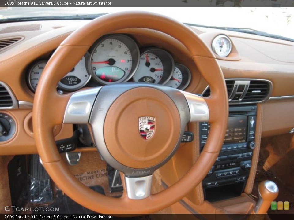 Natural Brown Interior Steering Wheel for the 2009 Porsche 911 Carrera S Coupe #55415466