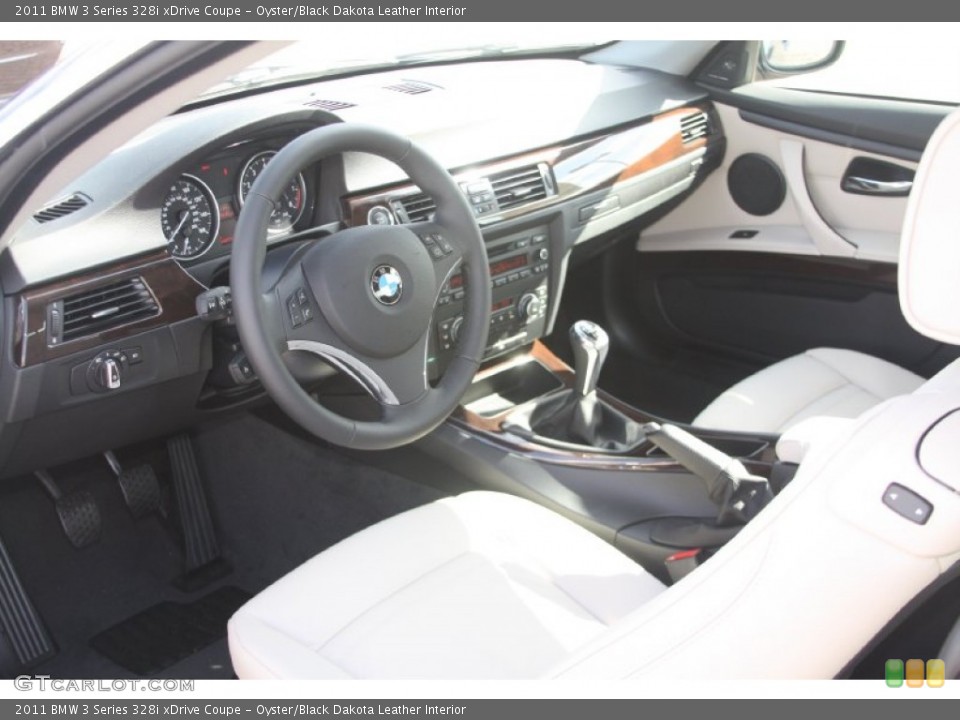 Oyster/Black Dakota Leather Interior Prime Interior for the 2011 BMW 3 Series 328i xDrive Coupe #55422024