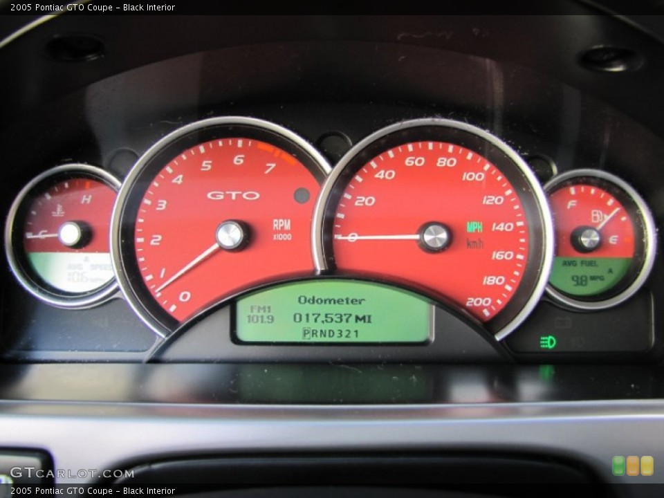 Black Interior Gauges for the 2005 Pontiac GTO Coupe #55446874