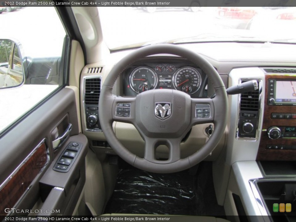 Light Pebble Beige/Bark Brown Interior Steering Wheel for the 2012 Dodge Ram 2500 HD Laramie Crew Cab 4x4 #55448612