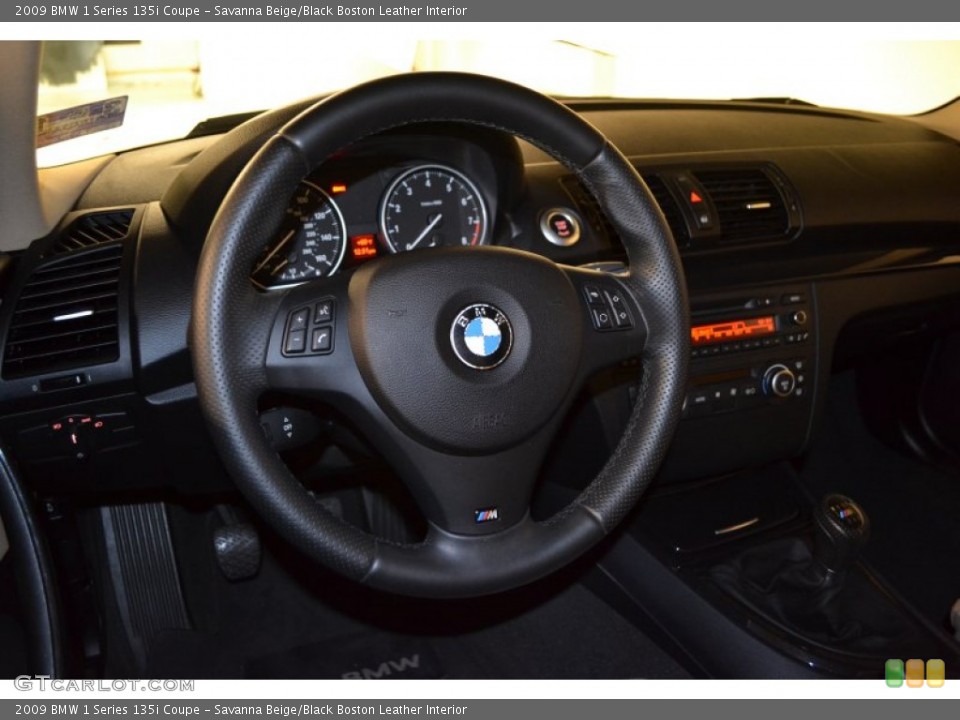 Savanna Beige/Black Boston Leather Interior Steering Wheel for the 2009 BMW 1 Series 135i Coupe #55460954