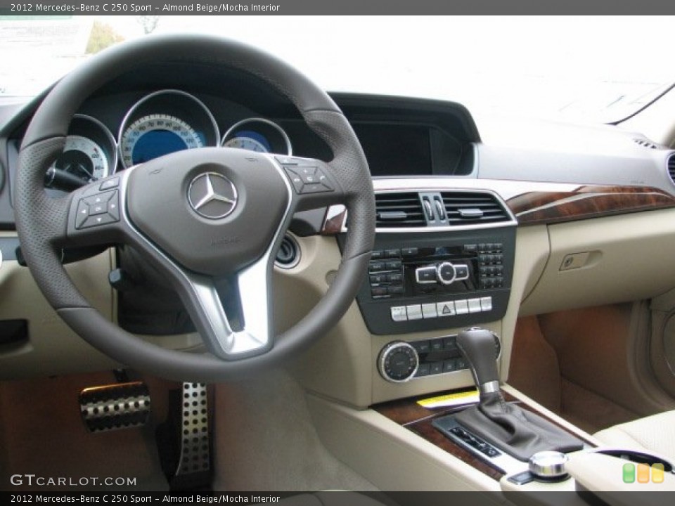 Almond Beige/Mocha Interior Dashboard for the 2012 Mercedes-Benz C 250 Sport #55462982