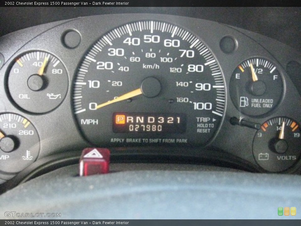 Dark Pewter Interior Gauges for the 2002 Chevrolet Express 1500 Passenger Van #55475353