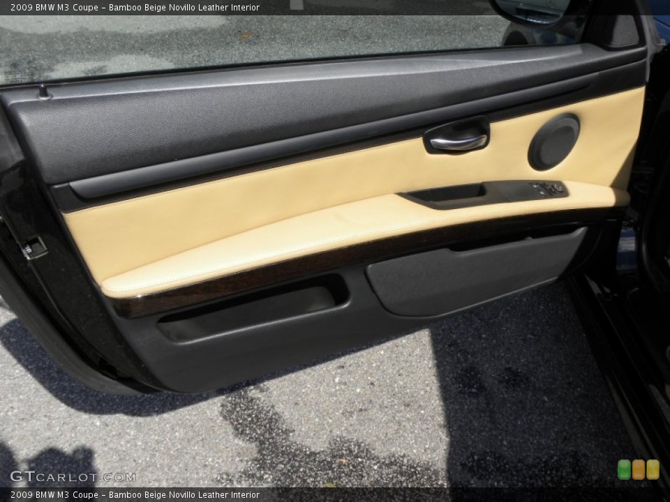 Bamboo Beige Novillo Leather Interior Door Panel for the 2009 BMW M3 Coupe #55487051