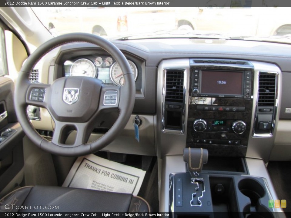 Light Pebble Beige/Bark Brown Interior Dashboard for the 2012 Dodge Ram 1500 Laramie Longhorn Crew Cab #55488541