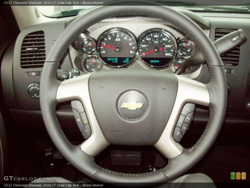 Ebony Interior Steering Wheel for the 2012 Chevrolet Silverado 1500 LT Crew Cab 4x4 #55492746