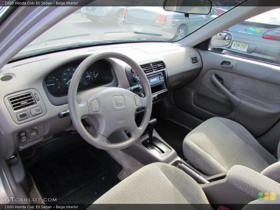 Beige Interior Prime Interior for the 2000 Honda Civic EX Sedan #55505702