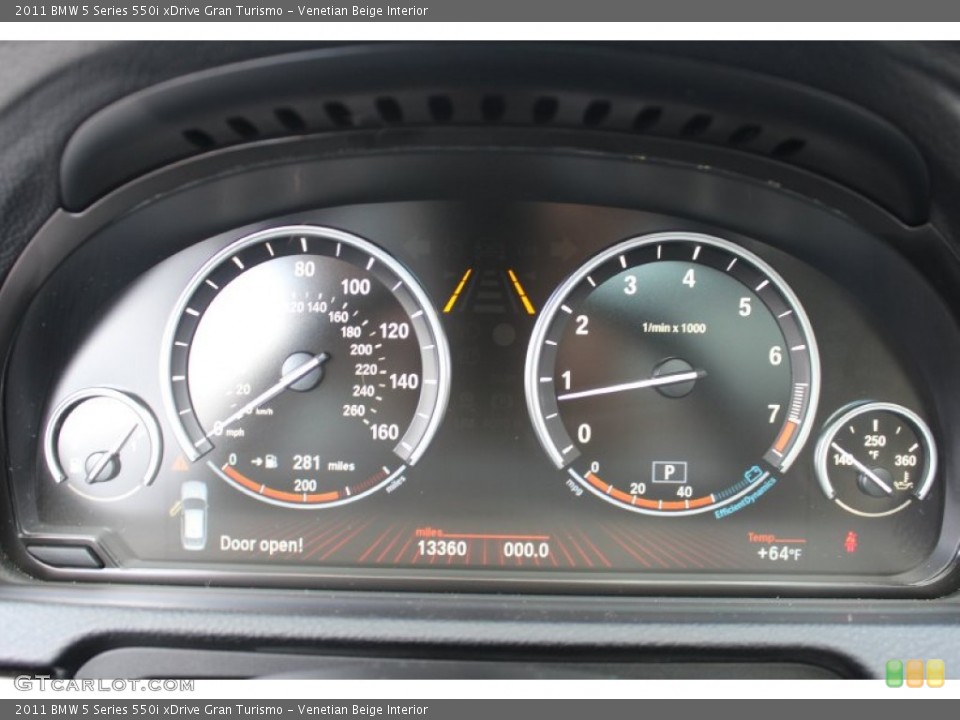 Venetian Beige Interior Gauges for the 2011 BMW 5 Series 550i xDrive Gran Turismo #55507910