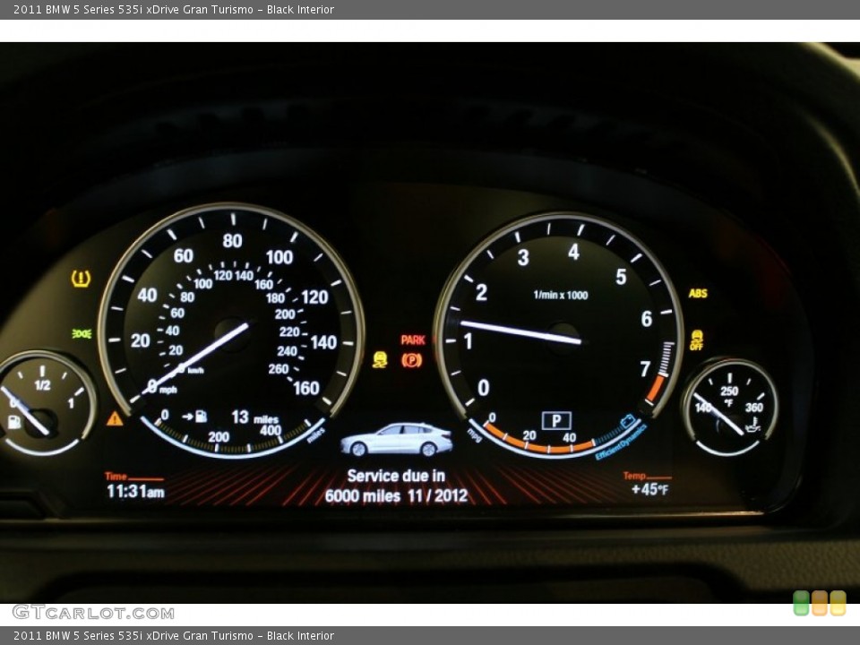 Black Interior Gauges for the 2011 BMW 5 Series 535i xDrive Gran Turismo #55525985