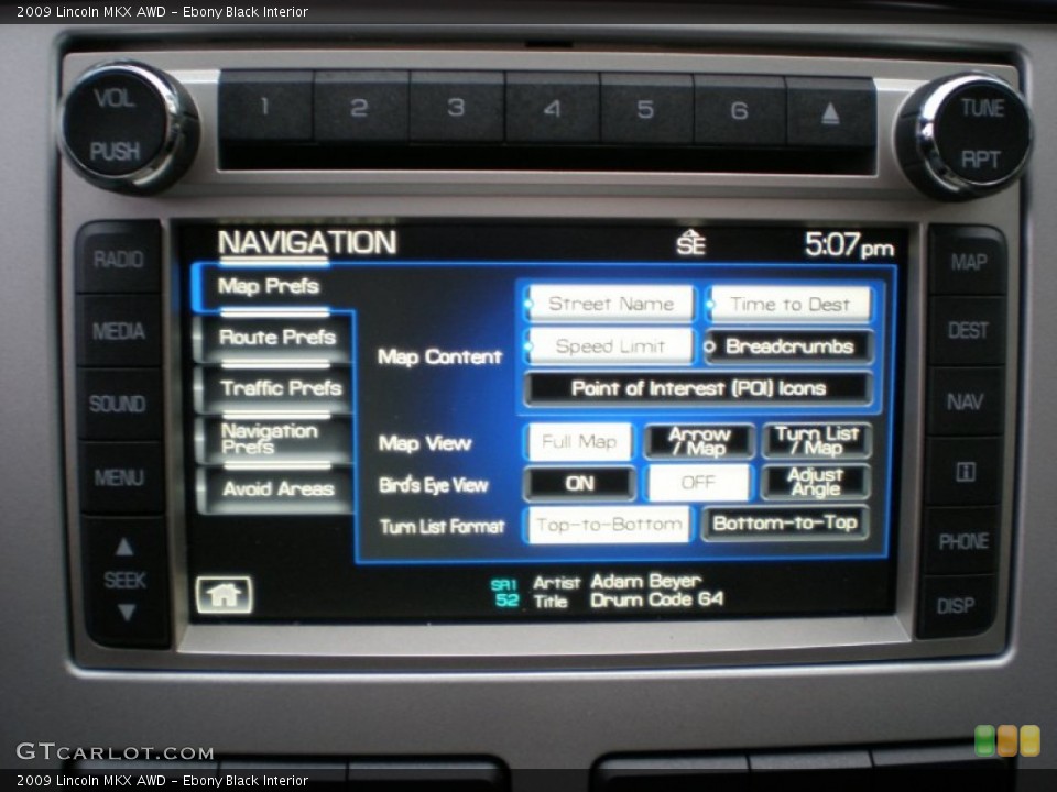 Ebony Black Interior Navigation for the 2009 Lincoln MKX AWD #55584448