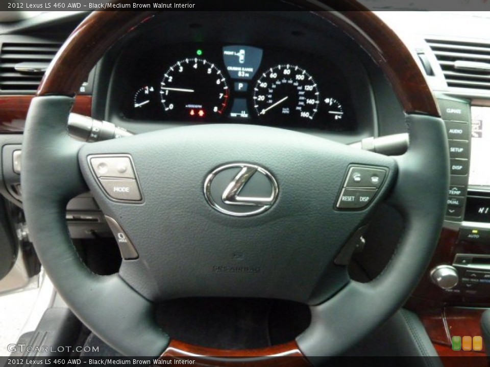 Black/Medium Brown Walnut Interior Steering Wheel for the 2012 Lexus LS 460 AWD #55586056