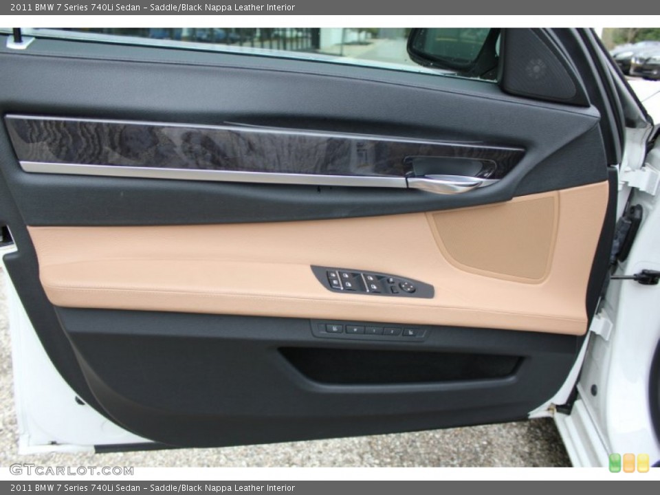 Saddle/Black Nappa Leather Interior Door Panel for the 2011 BMW 7 Series 740Li Sedan #55587670