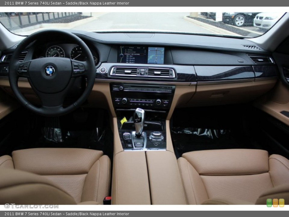 Saddle/Black Nappa Leather Interior Dashboard for the 2011 BMW 7 Series 740Li Sedan #55587718