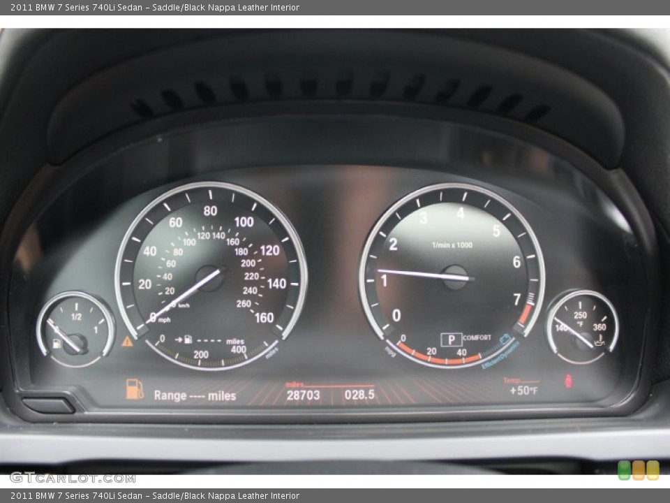 Saddle/Black Nappa Leather Interior Gauges for the 2011 BMW 7 Series 740Li Sedan #55587724