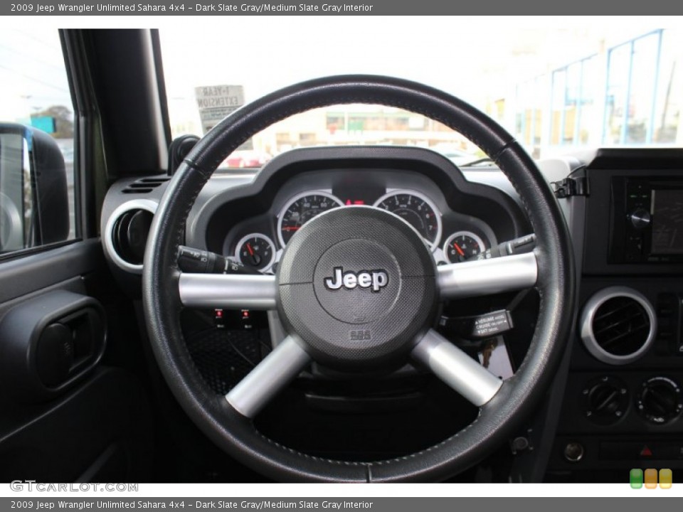 Dark Slate Gray/Medium Slate Gray Interior Steering Wheel for the 2009 Jeep Wrangler Unlimited Sahara 4x4 #55630952