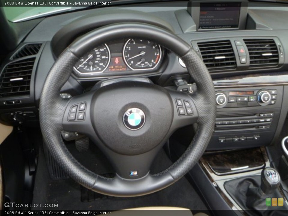 Savanna Beige Interior Steering Wheel for the 2008 BMW 1 Series 135i Convertible #55633601
