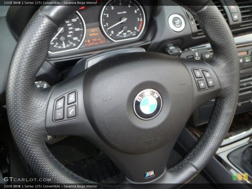 Savanna Beige Interior Steering Wheel for the 2008 BMW 1 Series 135i Convertible #55633763