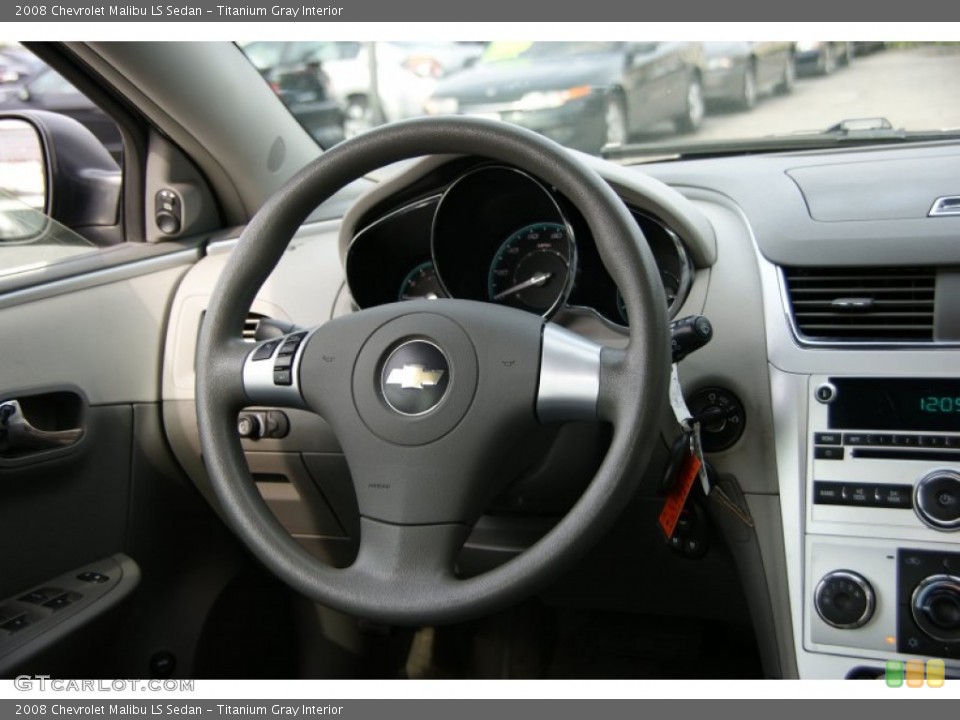 Titanium Gray Interior Steering Wheel for the 2008 Chevrolet Malibu LS Sedan #55652511