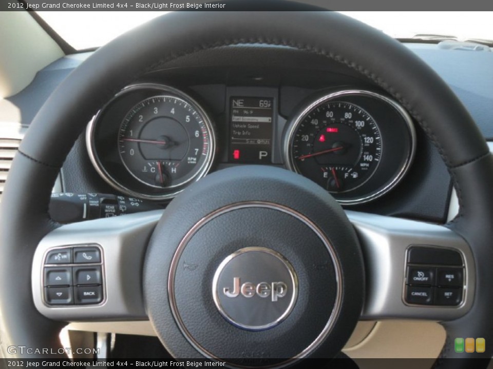 Black/Light Frost Beige Interior Steering Wheel for the 2012 Jeep Grand Cherokee Limited 4x4 #55654112