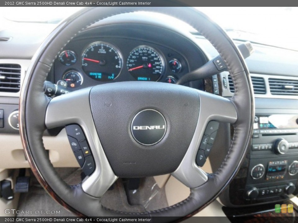 Cocoa/Light Cashmere Interior Steering Wheel for the 2012 GMC Sierra 2500HD Denali Crew Cab 4x4 #55664440
