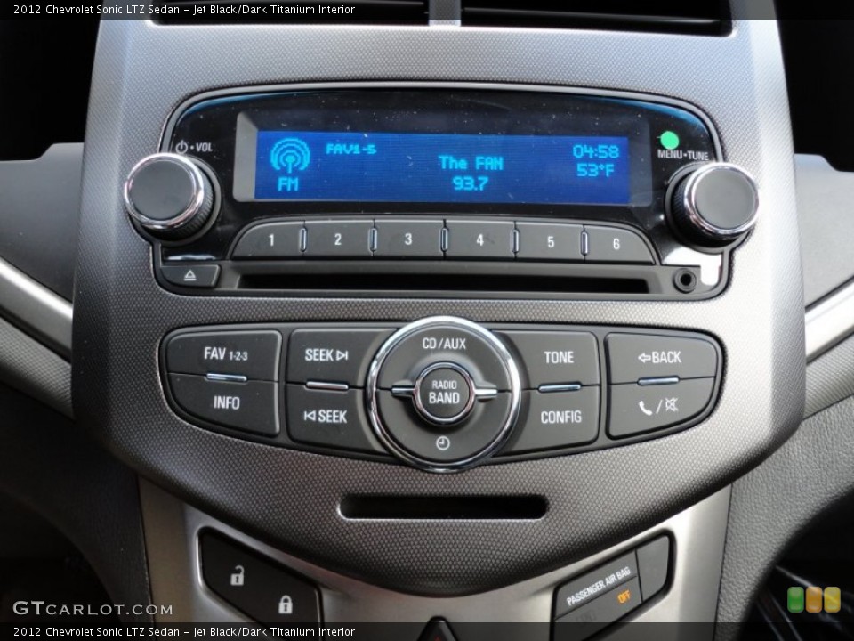 Jet Black/Dark Titanium Interior Controls for the 2012 Chevrolet Sonic LTZ Sedan #55670317