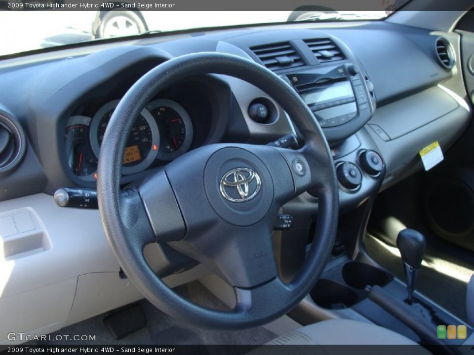 Sand Beige Interior Steering Wheel for the 2009 Toyota Highlander Hybrid 4WD #55679213