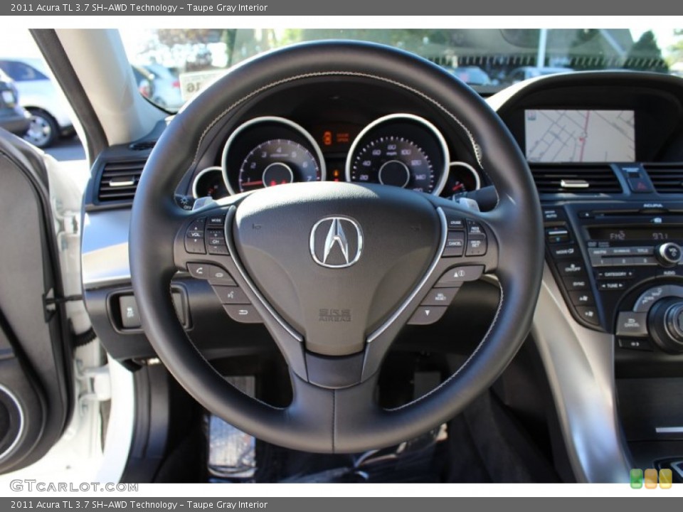 Taupe Gray Interior Steering Wheel for the 2011 Acura TL 3.7 SH-AWD Technology #55682011