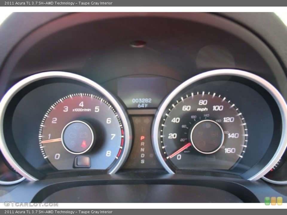 Taupe Gray Interior Gauges for the 2011 Acura TL 3.7 SH-AWD Technology #55682038