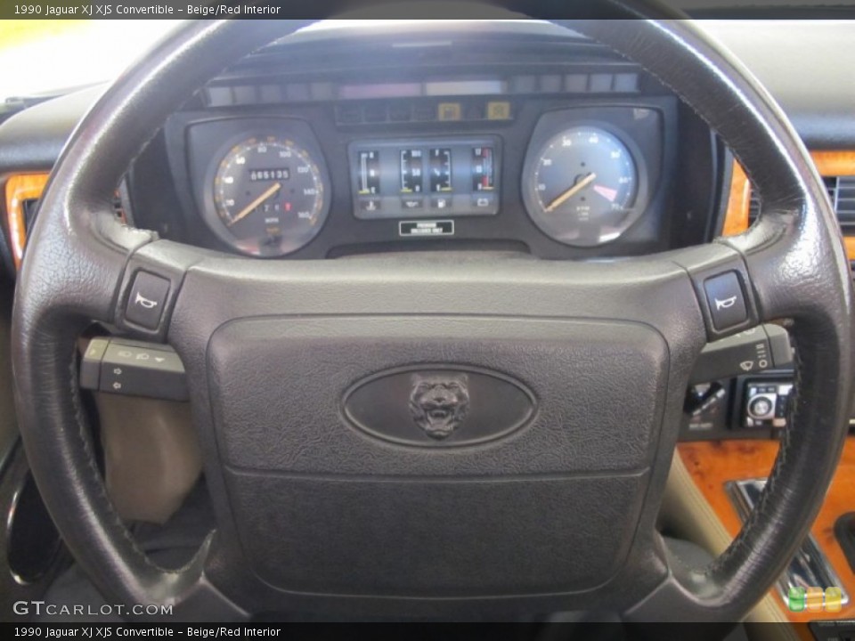 Beige/Red Interior Steering Wheel for the 1990 Jaguar XJ XJS Convertible #55699763