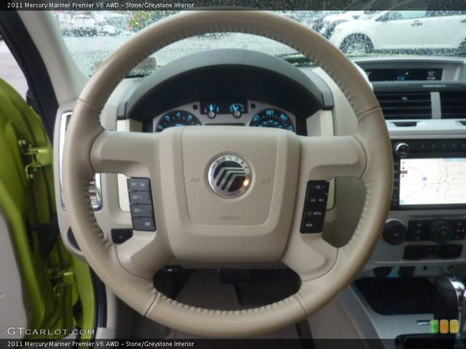 Stone/Greystone Interior Steering Wheel for the 2011 Mercury Mariner Premier V6 AWD #55721773