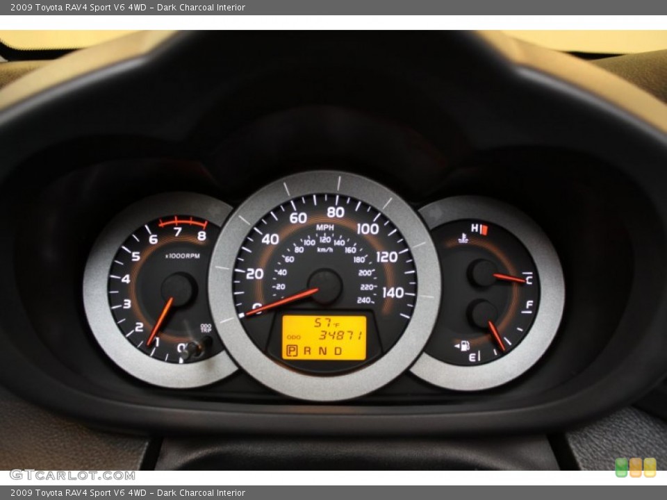 Dark Charcoal Interior Gauges for the 2009 Toyota RAV4 Sport V6 4WD #55738161