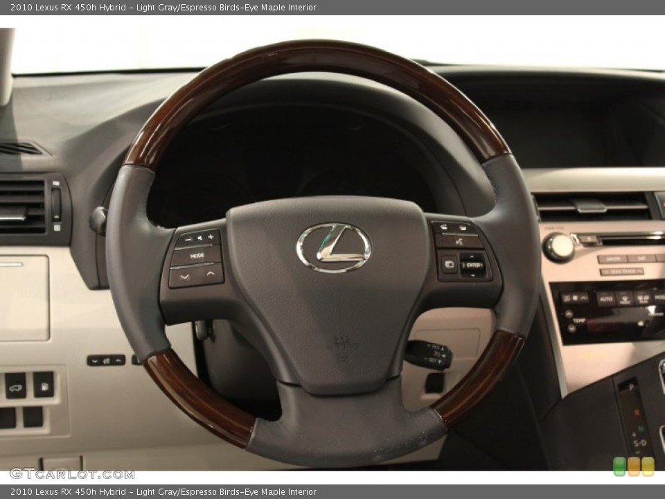 Light Gray/Espresso Birds-Eye Maple Interior Steering Wheel for the 2010 Lexus RX 450h Hybrid #55738532
