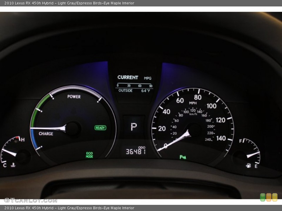 Light Gray/Espresso Birds-Eye Maple Interior Gauges for the 2010 Lexus RX 450h Hybrid #55738539
