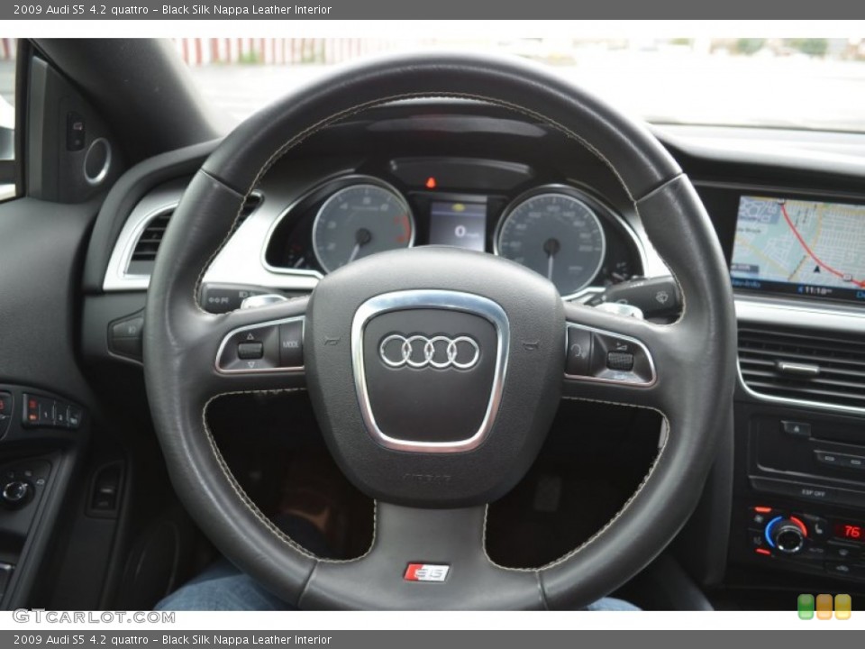 Black Silk Nappa Leather Interior Steering Wheel for the 2009 Audi S5 4.2 quattro #55749939