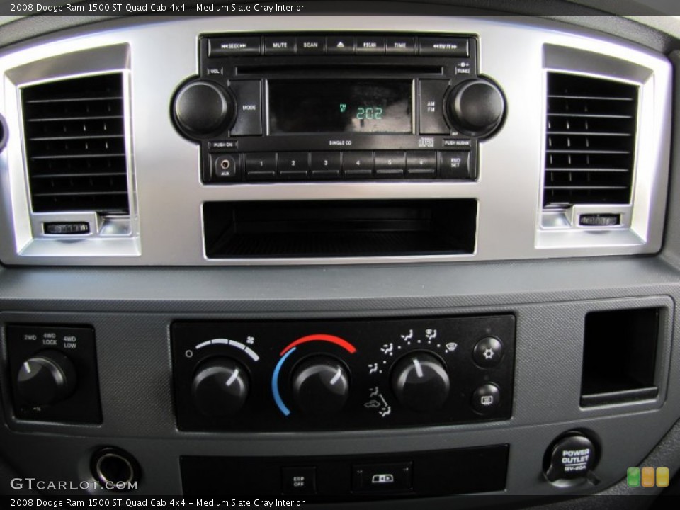 Medium Slate Gray Interior Controls for the 2008 Dodge Ram 1500 ST Quad Cab 4x4 #55799105