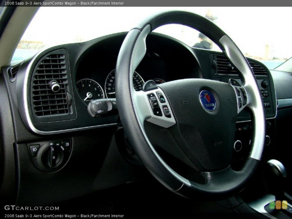 Black/Parchment Interior Steering Wheel for the 2008 Saab 9-3 Aero SportCombi Wagon #55810016