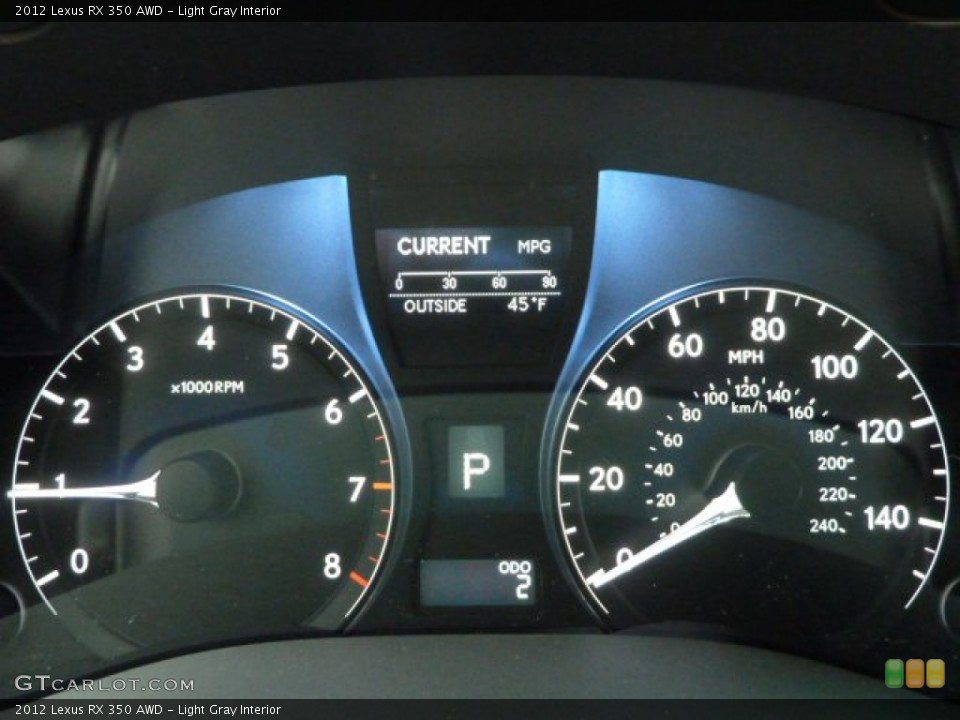 Light Gray Interior Gauges for the 2012 Lexus RX 350 AWD #55824959