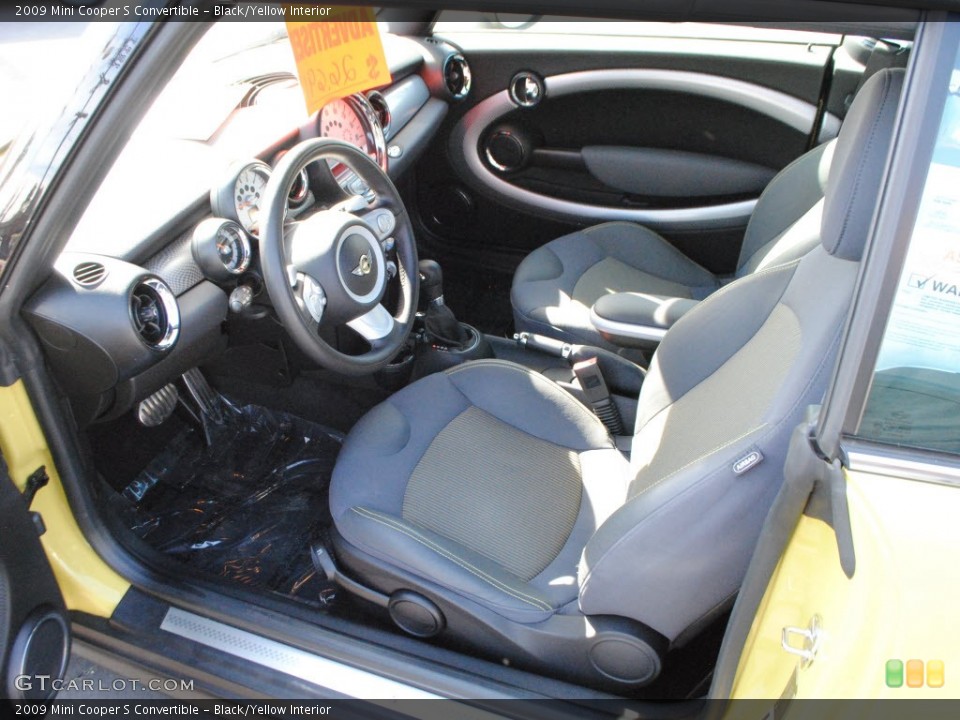Black/Yellow Interior Photo for the 2009 Mini Cooper S Convertible #55850955