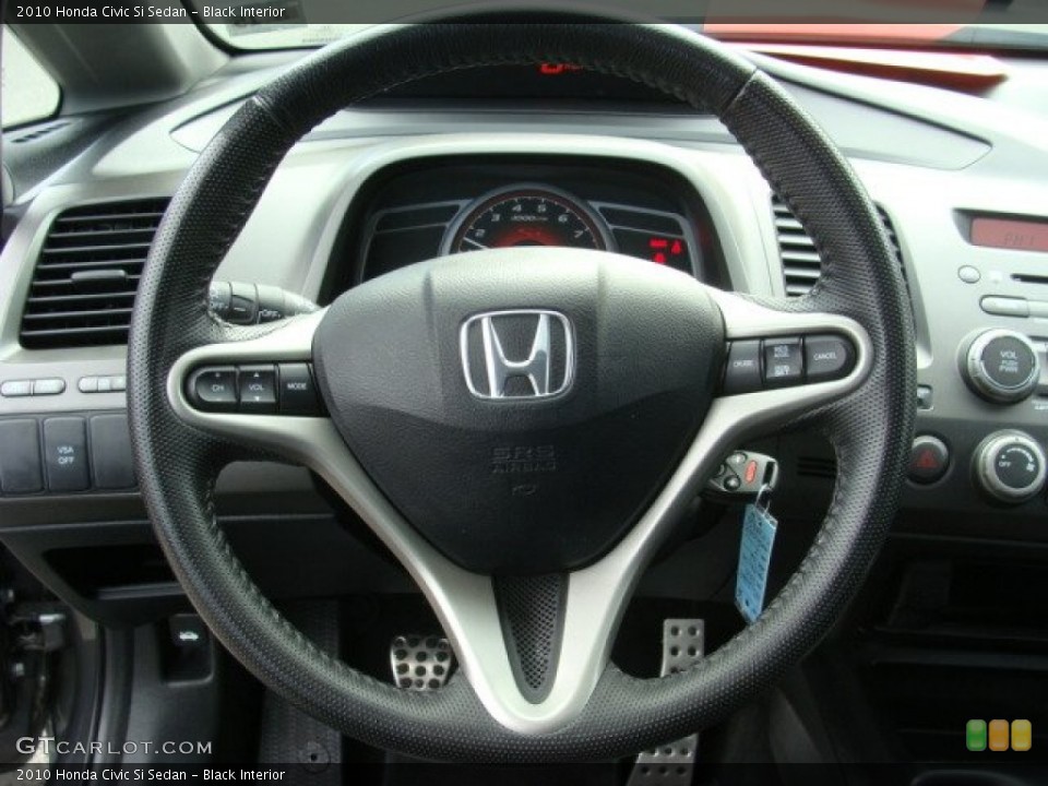 Black Interior Steering Wheel for the 2010 Honda Civic Si Sedan #55867801