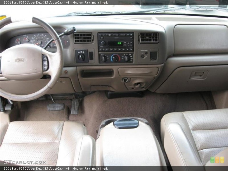 Medium Parchment Interior Dashboard for the 2001 Ford F250 Super Duty XLT SuperCab 4x4 #55876329