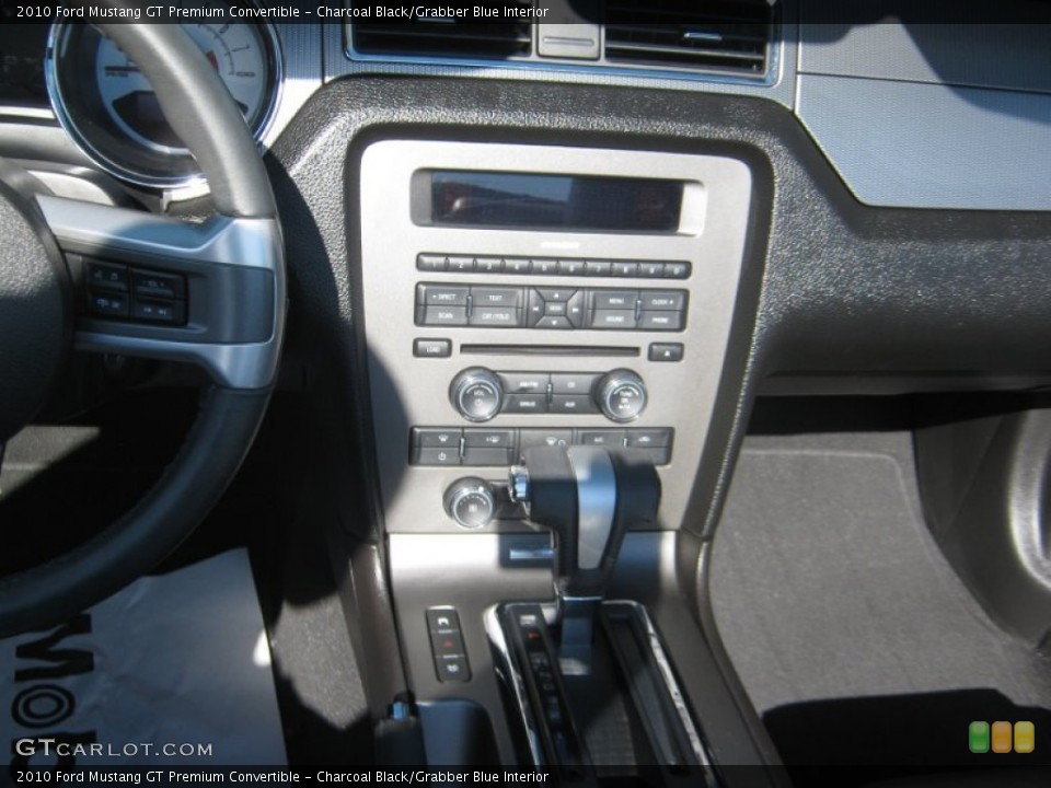 Charcoal Black/Grabber Blue Interior Controls for the 2010 Ford Mustang GT Premium Convertible #55884319