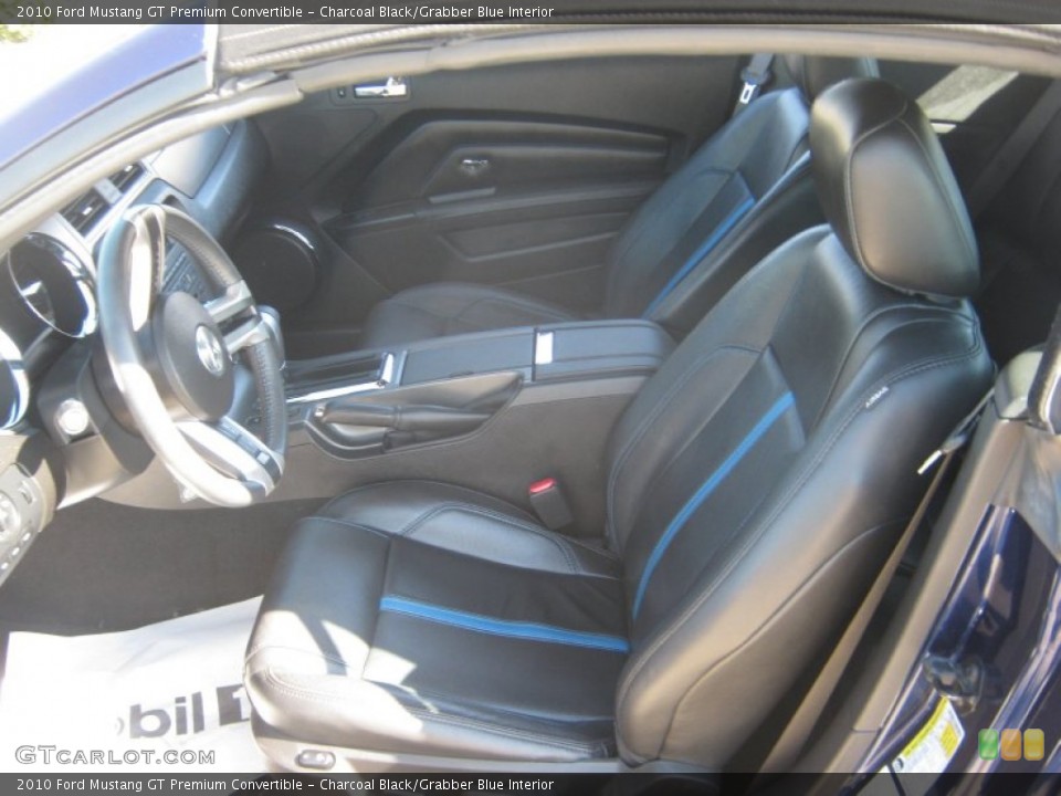 Charcoal Black/Grabber Blue Interior Photo for the 2010 Ford Mustang GT Premium Convertible #55884346