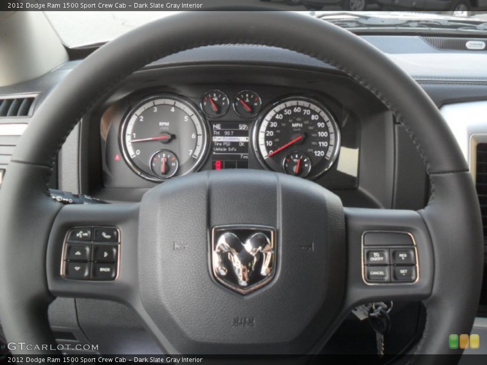 Dark Slate Gray Interior Steering Wheel for the 2012 Dodge Ram 1500 Sport Crew Cab #55897259