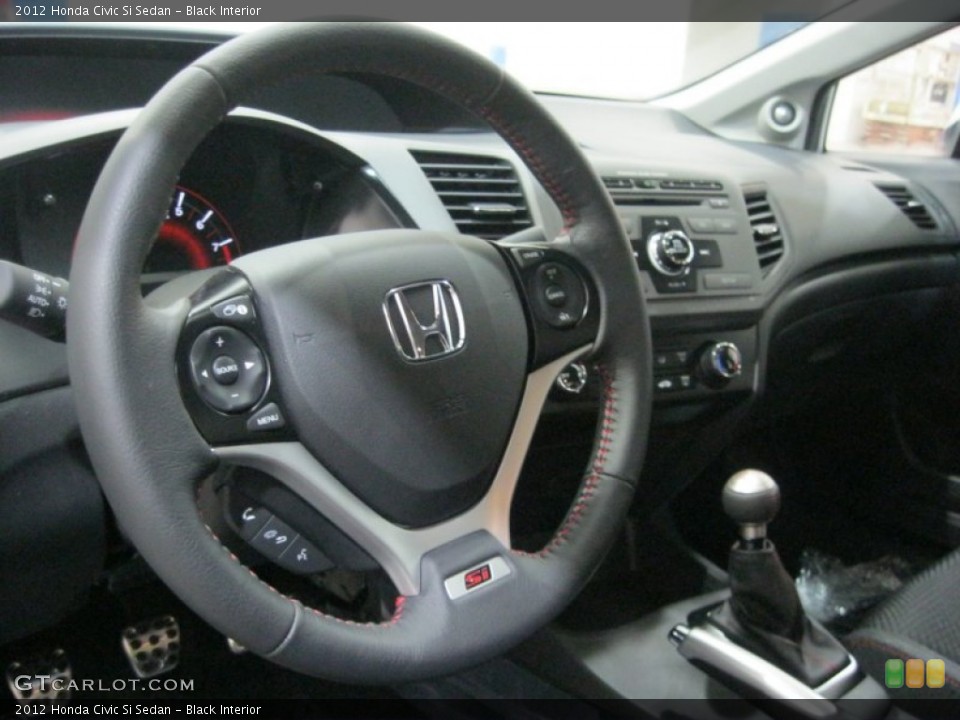 Black Interior Steering Wheel for the 2012 Honda Civic Si Sedan #55898017