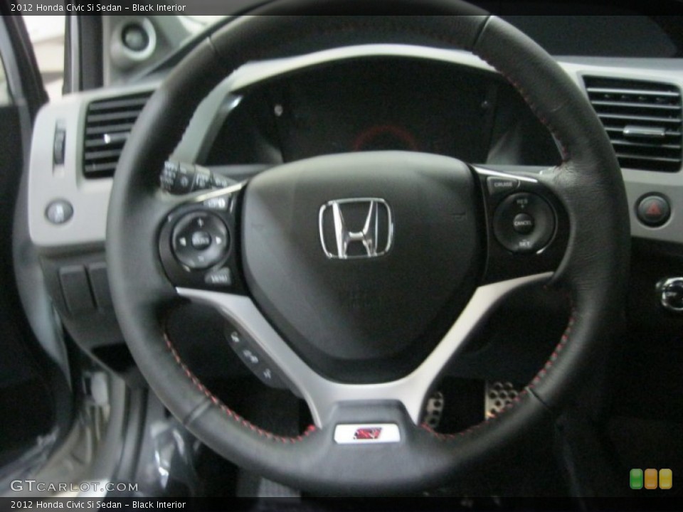 Black Interior Steering Wheel for the 2012 Honda Civic Si Sedan #55898041