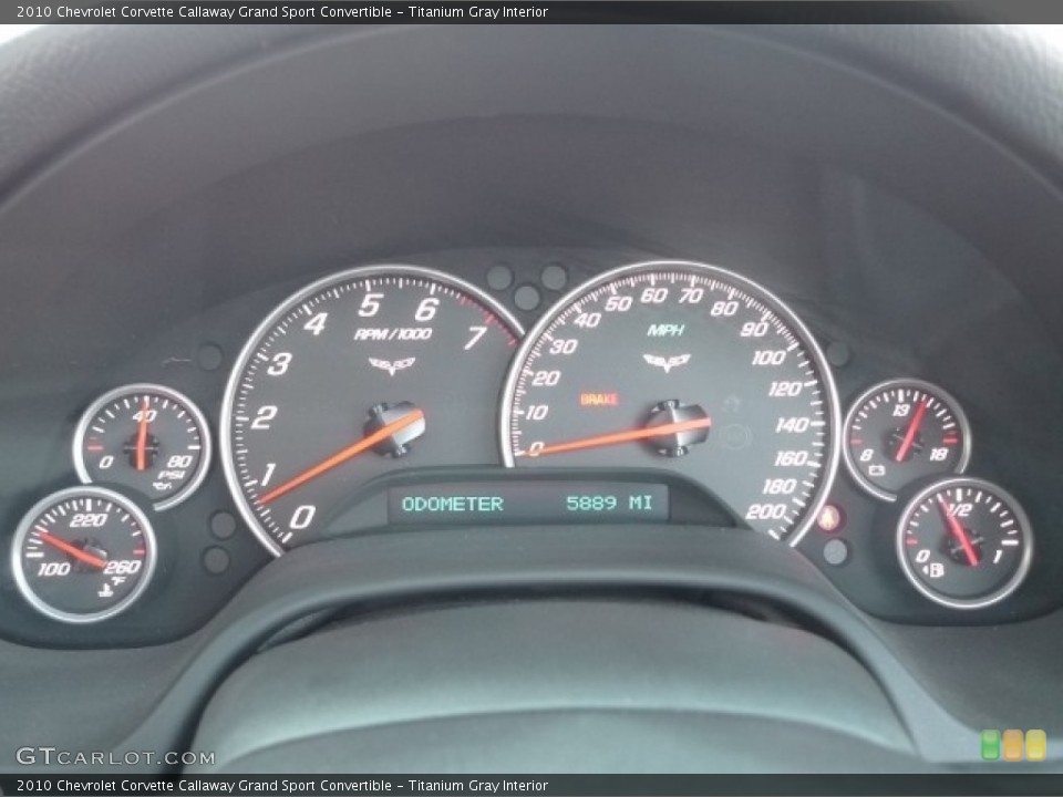 Titanium Gray Interior Gauges for the 2010 Chevrolet Corvette Callaway Grand Sport Convertible #55949749